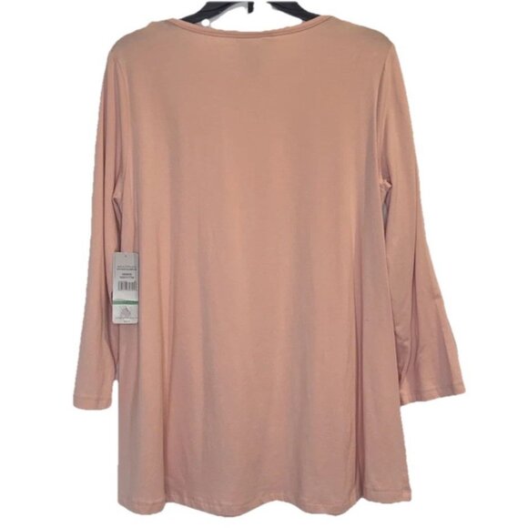 Multiples Women’s Pink Button Accent 3/4 Sleeve Knit Tunic Blouse Top Sz L NEW - Picture 4 of 10